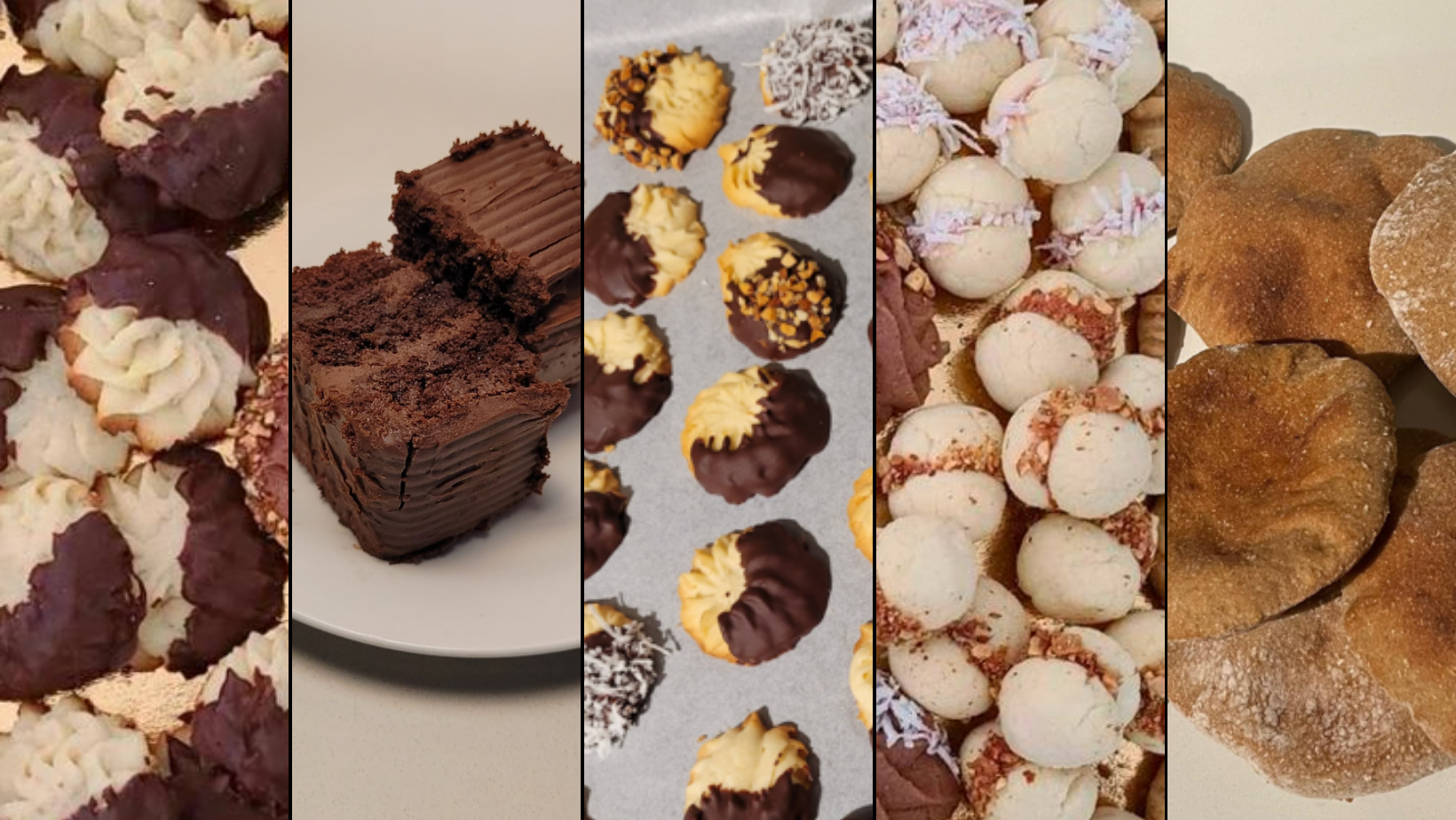 Home Bites London — assortment of homemade sweets including chocolate cookies, cakes, and biscuits